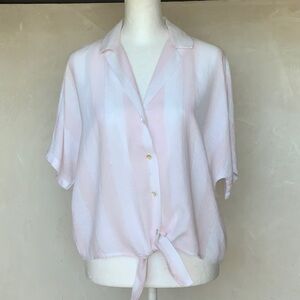 Rails Pink Striped Short Sleeve Button Down Shirt